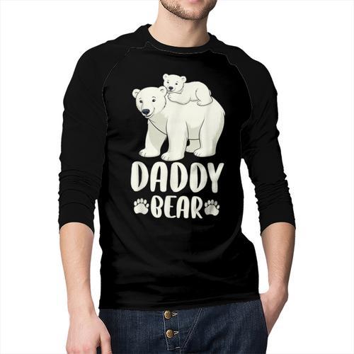 Daddy Bear And Cub Polar Bear Men Baseball Raglan Shirt - Father's Day Fun