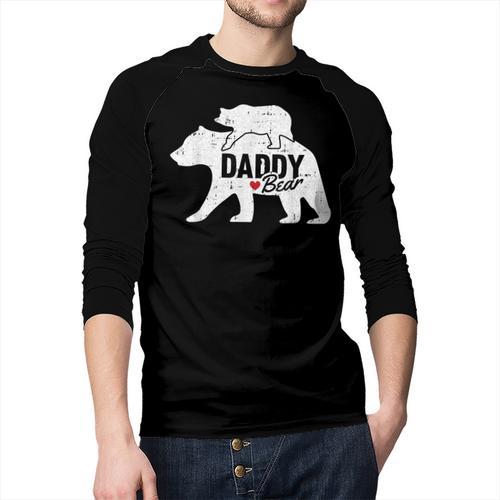 Daddy Bear Fathers Day Cute Baby Cub Papa Dad-a Pops Small Men Baseball Raglan Shirt - Father's Day Fun