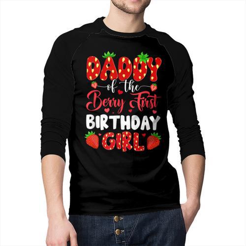 Daddy Of The Berry First Birthday Of Girl Strawberry Men Baseball Raglan Shirt - Father's Day Fun