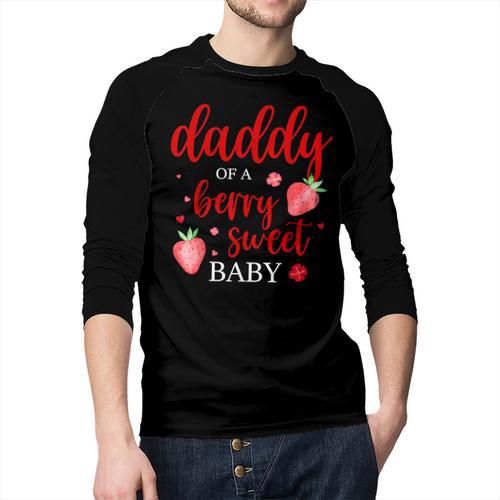 Daddy Of A Berry Sweet One Strawberry Baby First Birthday Men Baseball Raglan Shirt - Father's Day Fun