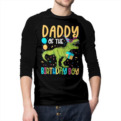 Daddy Of The Birthday Boy Family Matching Dinosaur Squad Men Baseball Raglan Shirt - Father's Day Fun