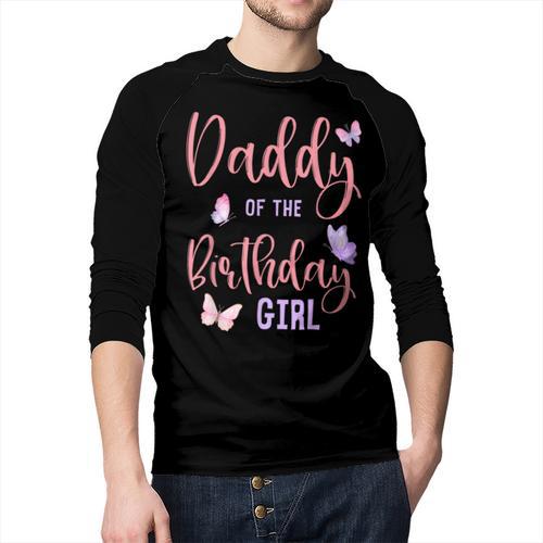 Daddy Of The Birthday Girl Butterfly Party Matching Family Men Baseball Raglan Shirt - Father's Day Fun