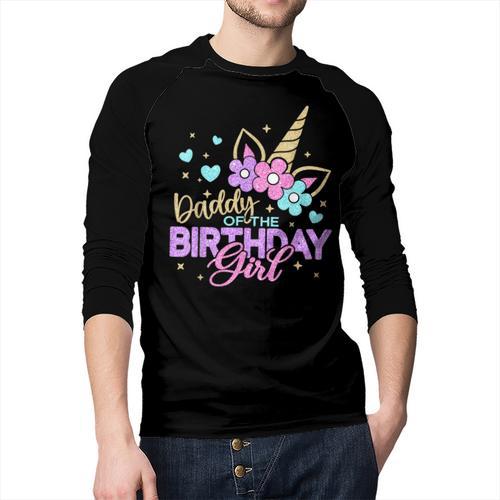 Daddy Of The Birthday Princess Girl Dad Unicorn Bday Party Men Baseball Raglan Shirt - Father's Day Fun