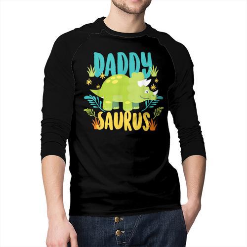 Daddy Dad Saurus Rex Dinosaur Dino For Father Men Baseball Raglan Shirt - Father's Day Fun