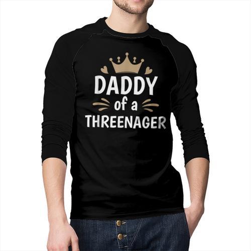 Daddy Dad Of A Threenager 3rd Birthday Men Baseball Raglan Shirt - Father's Day Fun