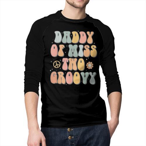 Daddy Dad Two Groovy Second Birthday Retro 2nd Bday Party Men Baseball Raglan Shirt - Father's Day Fun