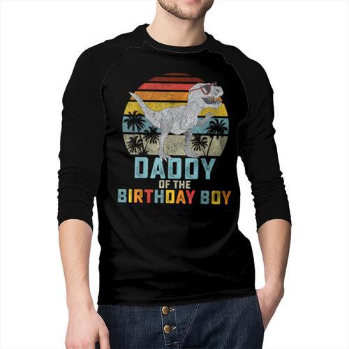 Daddy Dinosaur Of The Birthday Boy Dad Matching Family Men Baseball Raglan Shirt - Father's Day Fun