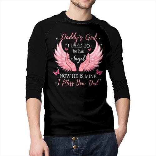 Daddy Girl I Used To Be His Angel Now He Is Mine Men Baseball Raglan Shirt - Father's Day Fun