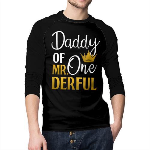 Daddy Of Mr Onederful 1st Birthday Father's Day First Daddy Men Baseball Raglan Shirt - Father's Day Fun