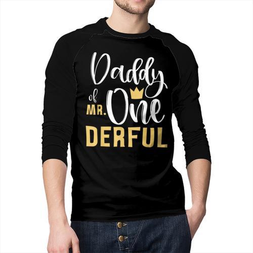 Daddy Of Mr Onederful 1st Birthday First One-Derful Matching Men Baseball Raglan Shirt - Father's Day Fun