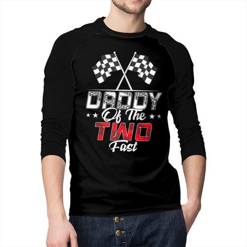 Daddy Of The Two Fast Second Birthday Racing Car Family Men Baseball Raglan Shirt - Father's Day Fun