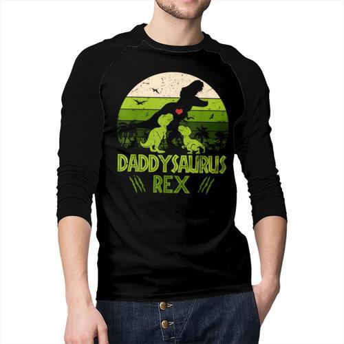 Daddysaurus Rex 2 Kids Sunset Tshirt For Fathers Day Men Baseball Raglan Shirt - Father's Day Fun