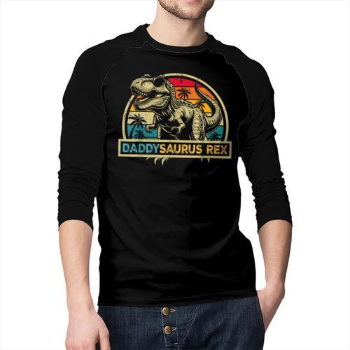 Daddysaurus Rex Dinosaur Daddy Saurus Rex Family Matching Men Baseball Raglan Shirt - Father's Day Fun