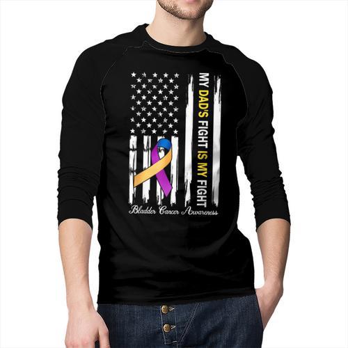 My Dad's Fight Is My Fight Bladder Cancer Awareness Men Baseball Raglan Shirt - Father's Day Fun