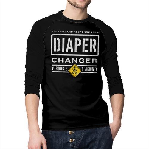 Diaper Changer Duty Expecting Baby New Dad Mom Men Baseball Raglan Shirt - Father's Day Fun