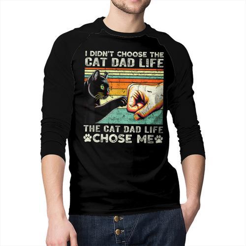 I Didn't Choose The Cat Dad Life Funny Cat Lovers Vintage Men Baseball Raglan Shirt - Father's Day Fun