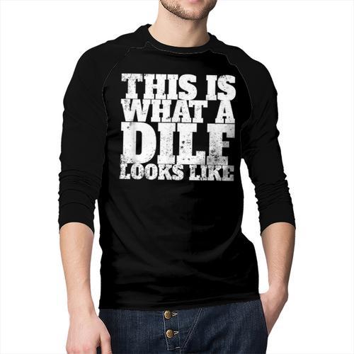 This Is What A DILF Looks Like Hot Dad DILF Men Baseball Raglan Shirt - Father's Day Fun