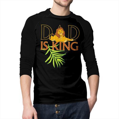 Disney The Lion King Dad Is King Mufasa & Simba Father's Day Men Baseball Raglan Shirt - Father's Day Fun