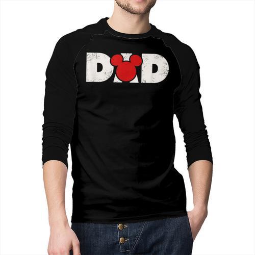 Disney Mickey And Friends Dad Mickey Distressed Text Logo Men Baseball Raglan Shirt - Father's Day Fun