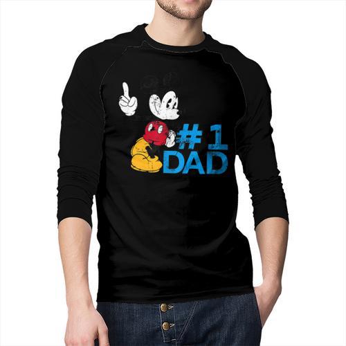 Disney Mickey Mouse Father's Day 1 Dad Men Baseball Raglan Shirt - Father's Day Fun