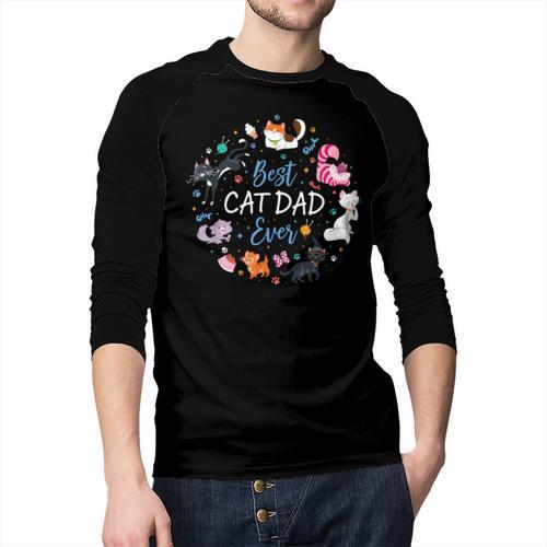 Disney Pet Parent Father’s Day Disney Cats Best Cat Dad Ever Men Baseball Raglan Shirt - Father's Day Fun