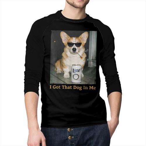 I Got That Dog In Me Corgi Dog Meme For Corgi Mom Dad Men Baseball Raglan Shirt - Father's Day Fun