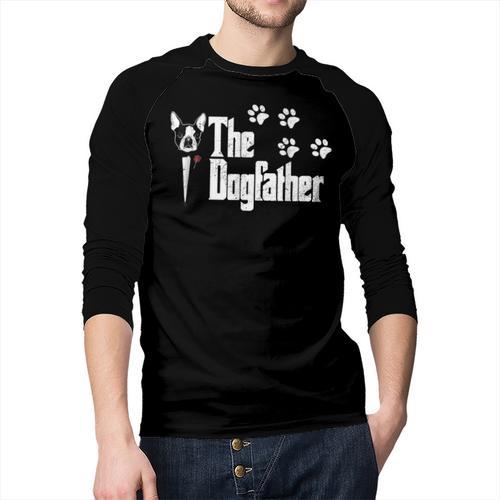The Dogfather Boston Terrier Dog Dad Tshirt Idea Men Baseball Raglan Shirt - Father's Day Fun