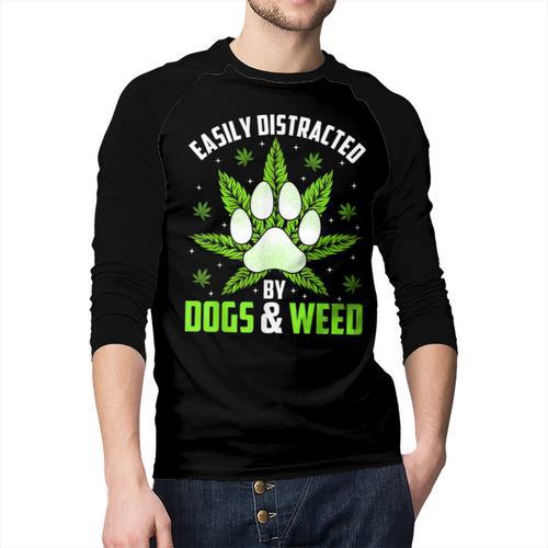Dogs And Weed Dad Mom Dog Lover Cannabis Marijuana For Men Women Men Baseball Raglan Shirt - Father's Day Fun