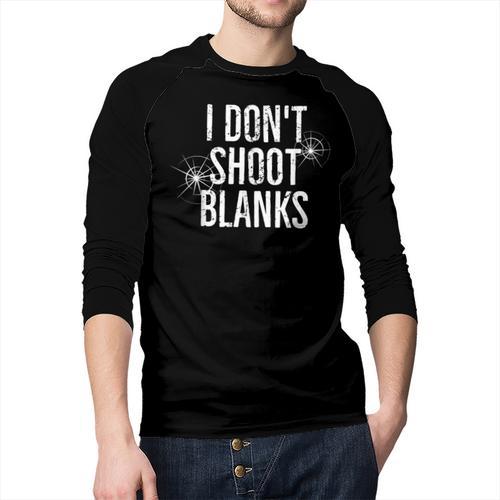 I Don't Shoot Blanks Dad Pregnancy Announcement T-Shirt Men Baseball Raglan Shirt - Father's Day Fun