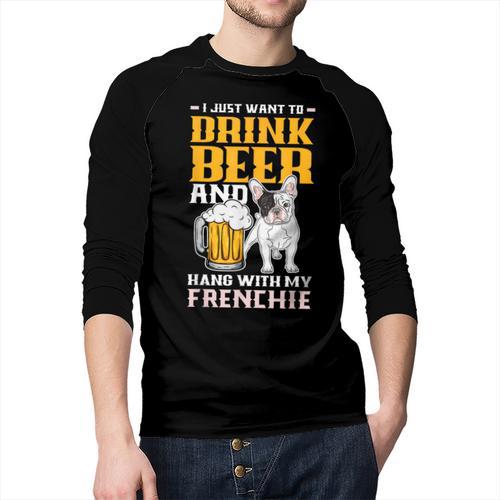 Drink Beer & Hang With My Frenchie French Bulldog Dad For Men Women Men Baseball Raglan Shirt - Father's Day Fun