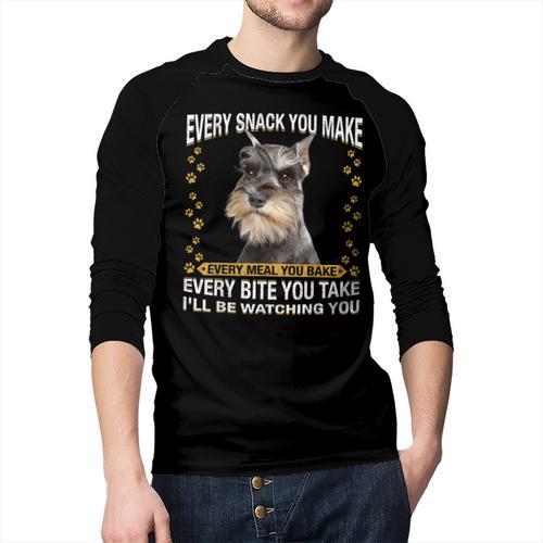 Every Snack You Make Miniature Schnauzer Dog Mom Dad Men Baseball Raglan Shirt - Father's Day Fun
