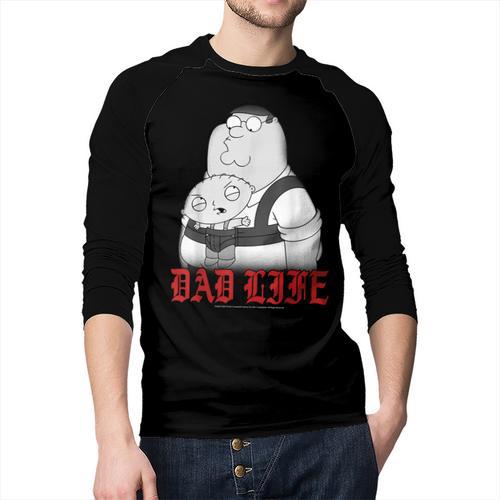Family Guy Peter Stewie Dad Life Distressed Big Chest Logo Men Baseball Raglan Shirt - Father's Day Fun