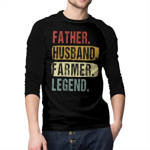 Father Husband Farmer Legend Vintage Dad Father's Day Men Baseball Raglan Shirt - Father's Day Fun