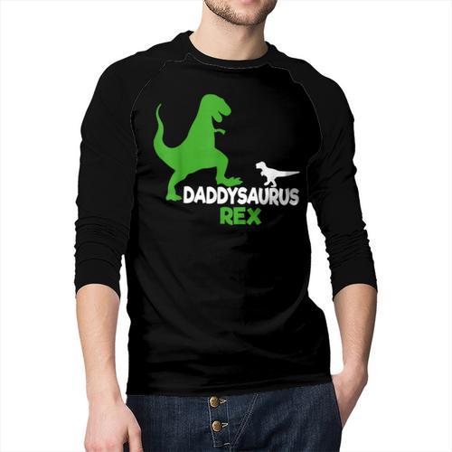 Father's Day Idea Daddysaurus Rex T-Shirt Men Baseball Raglan Shirt - Father's Day Fun