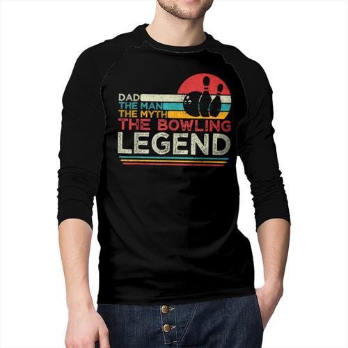 Father's Day The Man The Myth The Bowling Legend Bowler Dad Men Baseball Raglan Shirt - Father's Day Fun