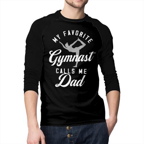 My Favorite Gymnast Calls Me Dad Mat Sports Gymnastics Men Baseball Raglan Shirt - Father's Day Fun