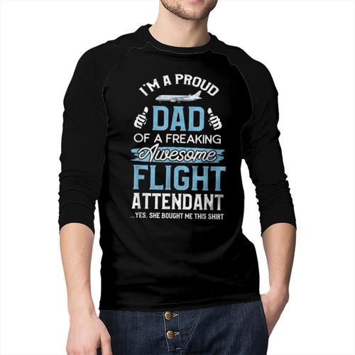 Flight Attendant Shirt For Dad Father Flight Attendant Men Baseball Raglan Shirt - Father's Day Fun