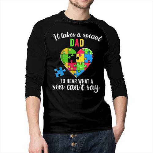 Fun Heart Puzzle Shirts Dad Autism Awareness Family Support Men Baseball Raglan Shirt - Father's Day Fun
