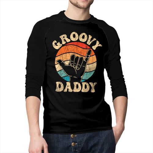 Groovy Daddy 70s Aesthetic Nostalgia 1970's Retro Groovy Dad Men Baseball Raglan Shirt - Father's Day Fun