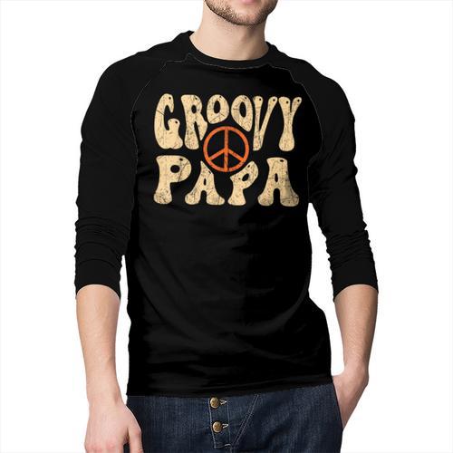 Groovy Papa 70s Aesthetic Nostalgia 1970's Retro Dad Men Baseball Raglan Shirt - Father's Day Fun