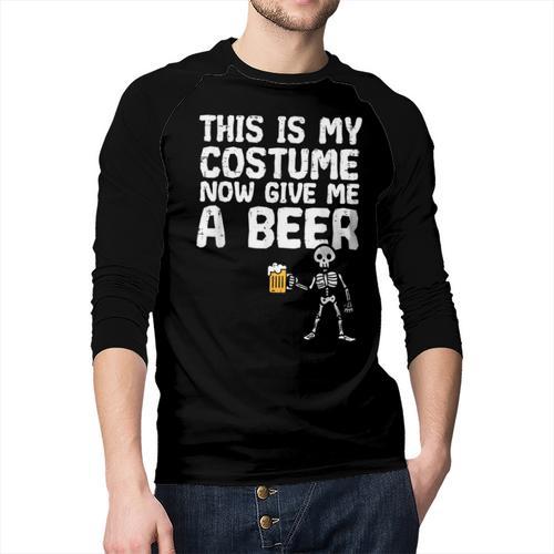 Halloween This Is My Costume Give Me Skeleton Dad Men Men Baseball Raglan Shirt - Father's Day Fun