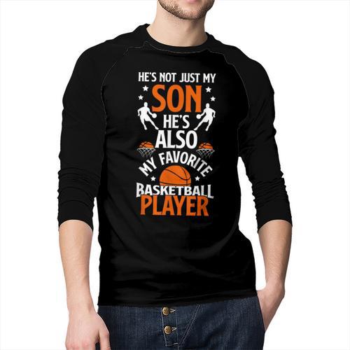 He's Also My Favorite Basketball Player Dad Basketball Dad Men Baseball Raglan Shirt - Father's Day Fun