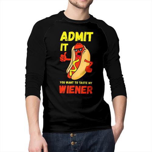 Hilarious Hot Dog Dad Joke Text Pun Dirty Joke -Barbecue Men Baseball Raglan Shirt - Father's Day Fun
