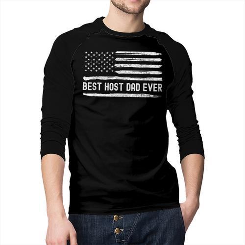 Host Dad Best Ever Flag Men Baseball Raglan Shirt - Father's Day Fun
