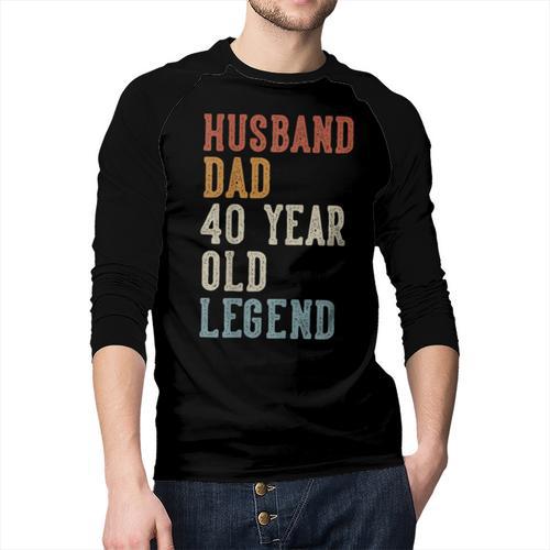 Husband Dad 40 Year Old Legend 40th Birthday Men Baseball Raglan Shirt - Father's Day Fun