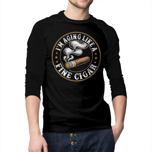 I'm Aging Like a Fine Cigar Retro Dad Father's Day Men Baseball Raglan Shirt - Father's Day Fun