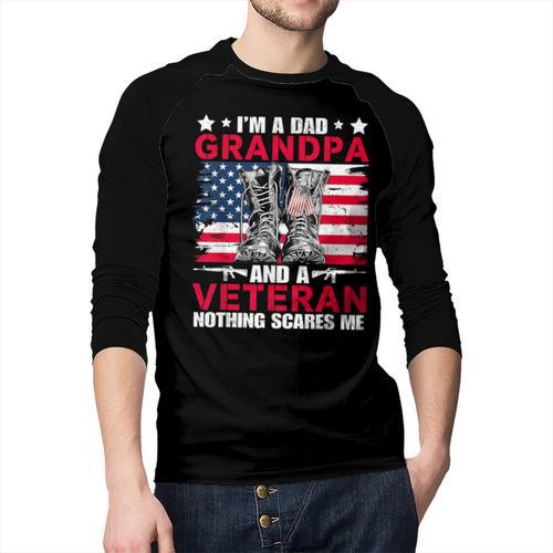 I'm A Dad Grandpa And Veteran Papa Grandpa Fathers Day Men Men Baseball Raglan Shirt - Father's Day Fun