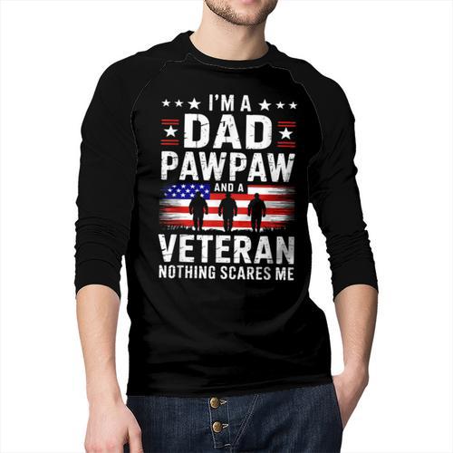 I'm A Dad Pawpaw And A Veteran Shirt Men Grandpa Fathers Day Men Baseball Raglan Shirt - Father's Day Fun