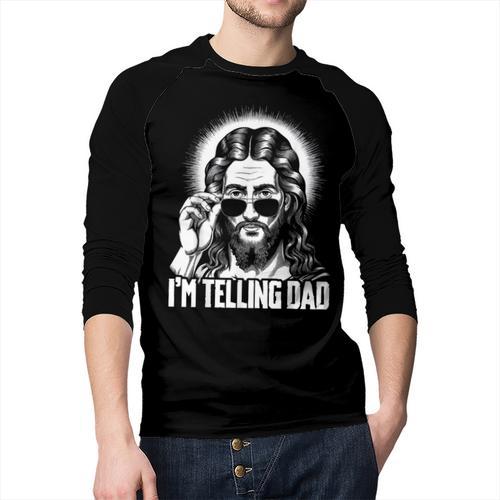 I'm Telling Dad Jesus Men Baseball Raglan Shirt - Father's Day Fun