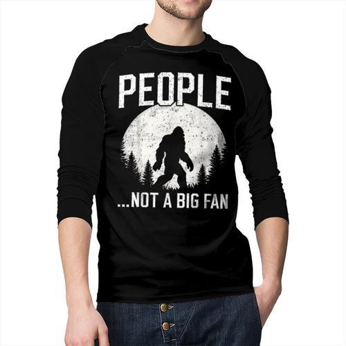 Introvert Bigfoot People Not A Big Fan Dad Joke Men Baseball Raglan Shirt - Father's Day Fun